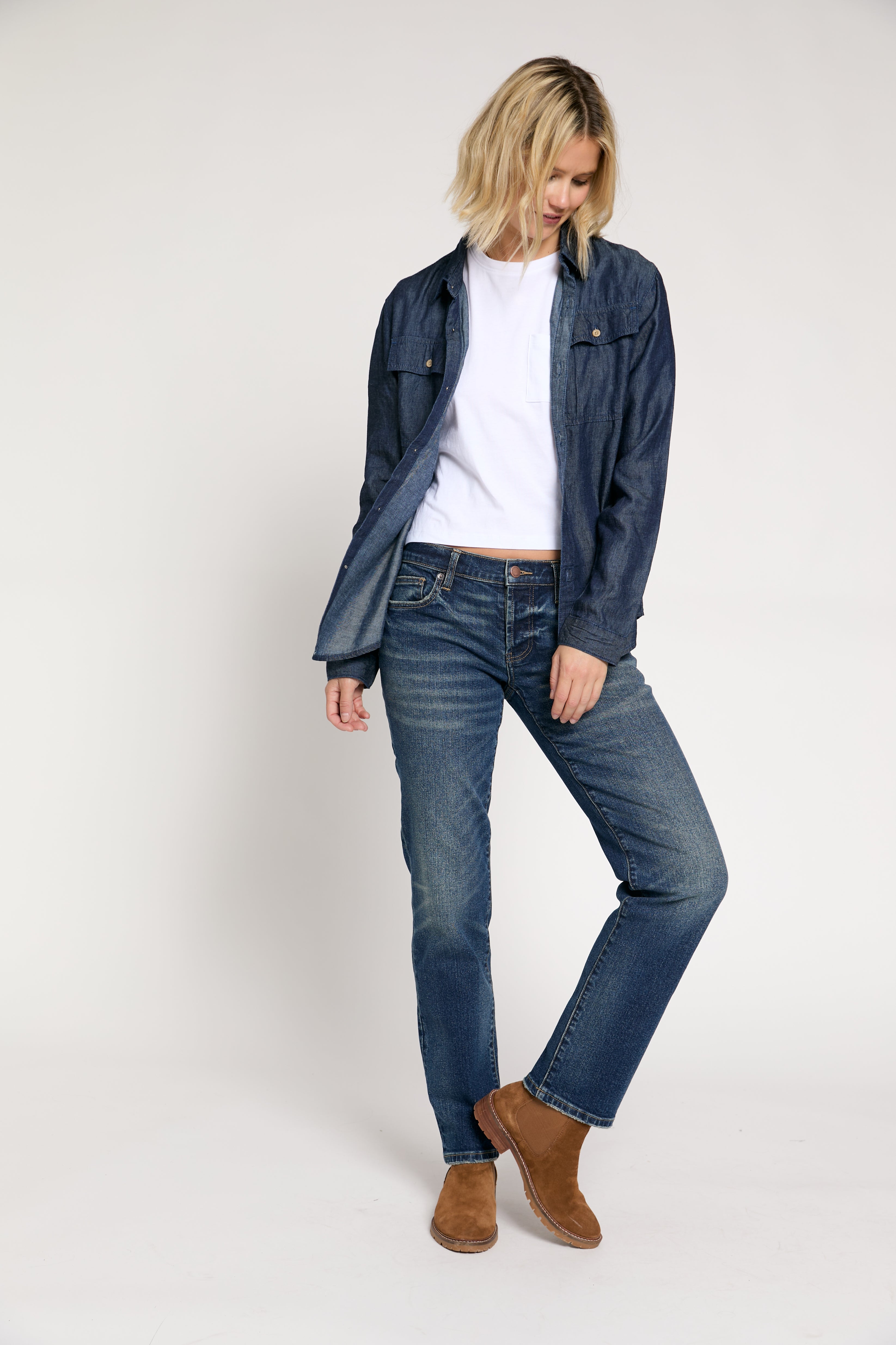 Chester Low Rise Straight Leg Jeans – Dark Wash Vintage